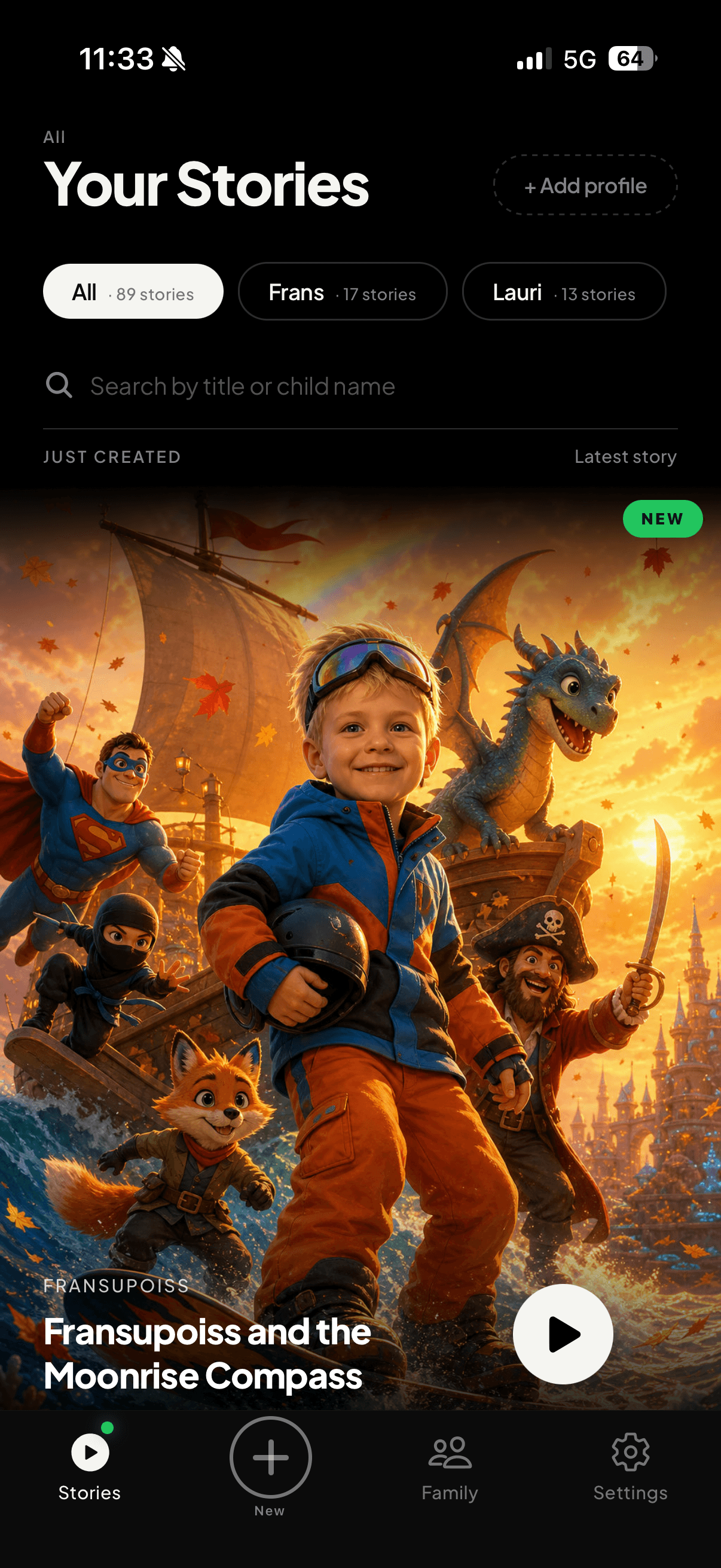 Your stories library